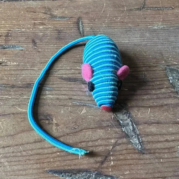 Blue Striped Silky Cat Toy Mouse NWOT - Picture 1 of 2